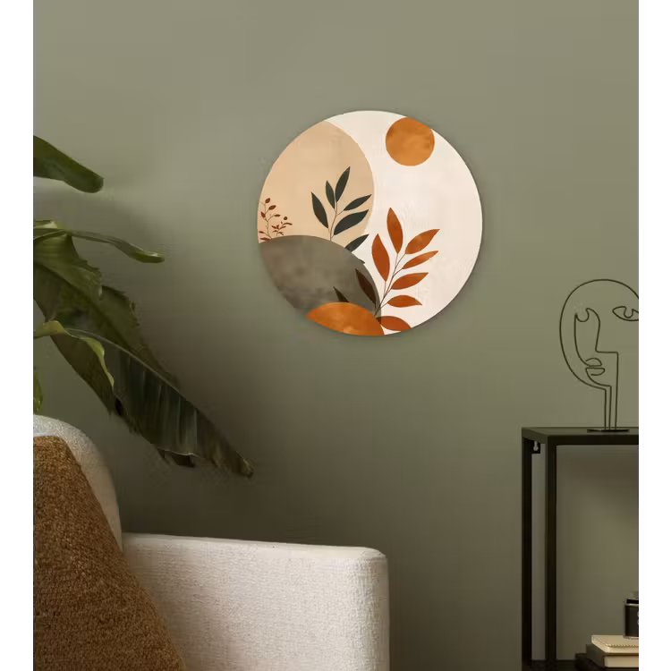Muurcirkel - Vormen - Rond - Bladeren - Beige — 3