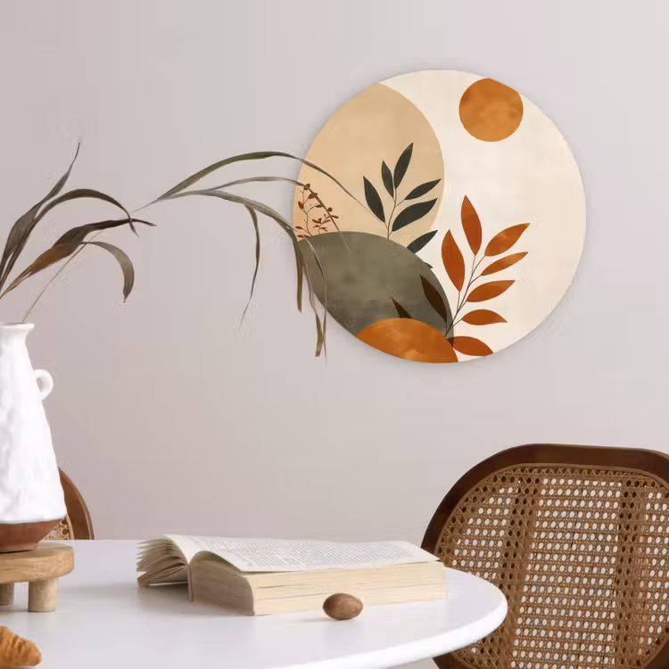 Muurcirkel - Vormen - Rond - Bladeren - Beige — 4