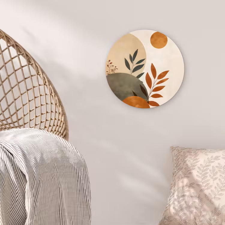 Muurcirkel - Vormen - Rond - Bladeren - Beige — 5