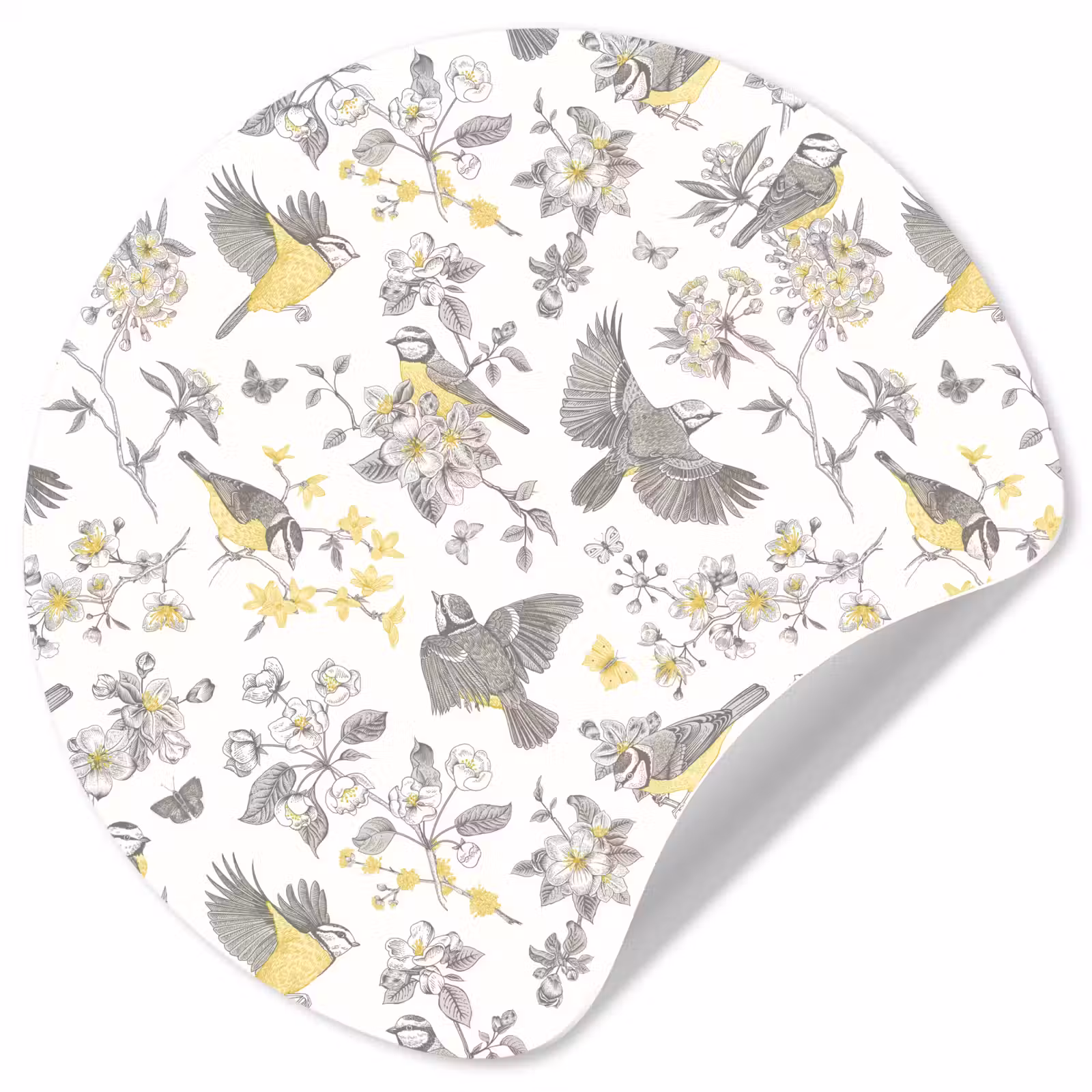 Behangcirkel - Birds - Flowers - Gray - Yellow — 1