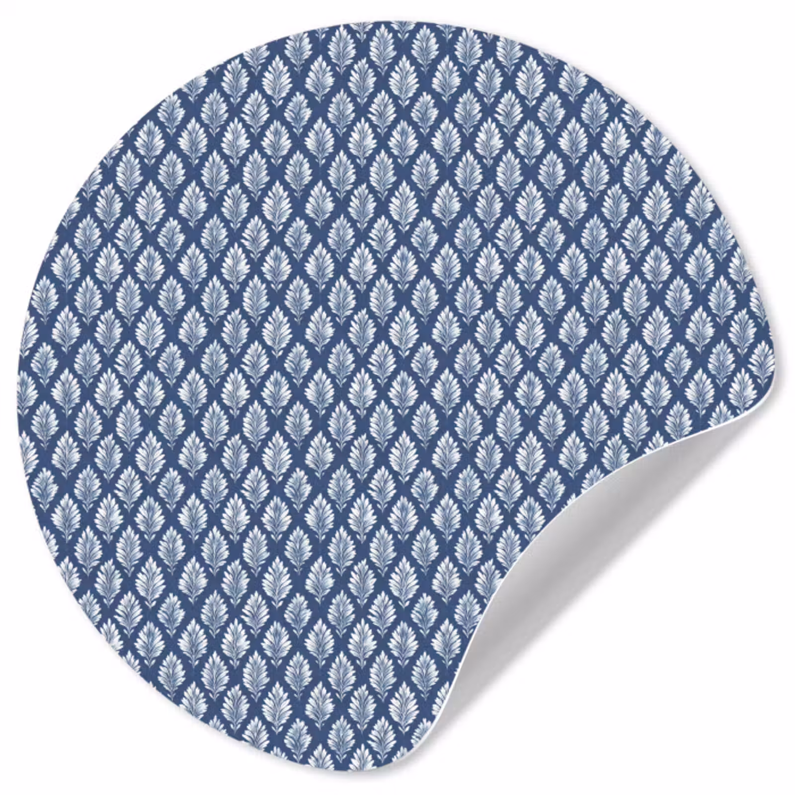 Behangcirkel - Bladeren - Wit - Blauw - Patroon — 1