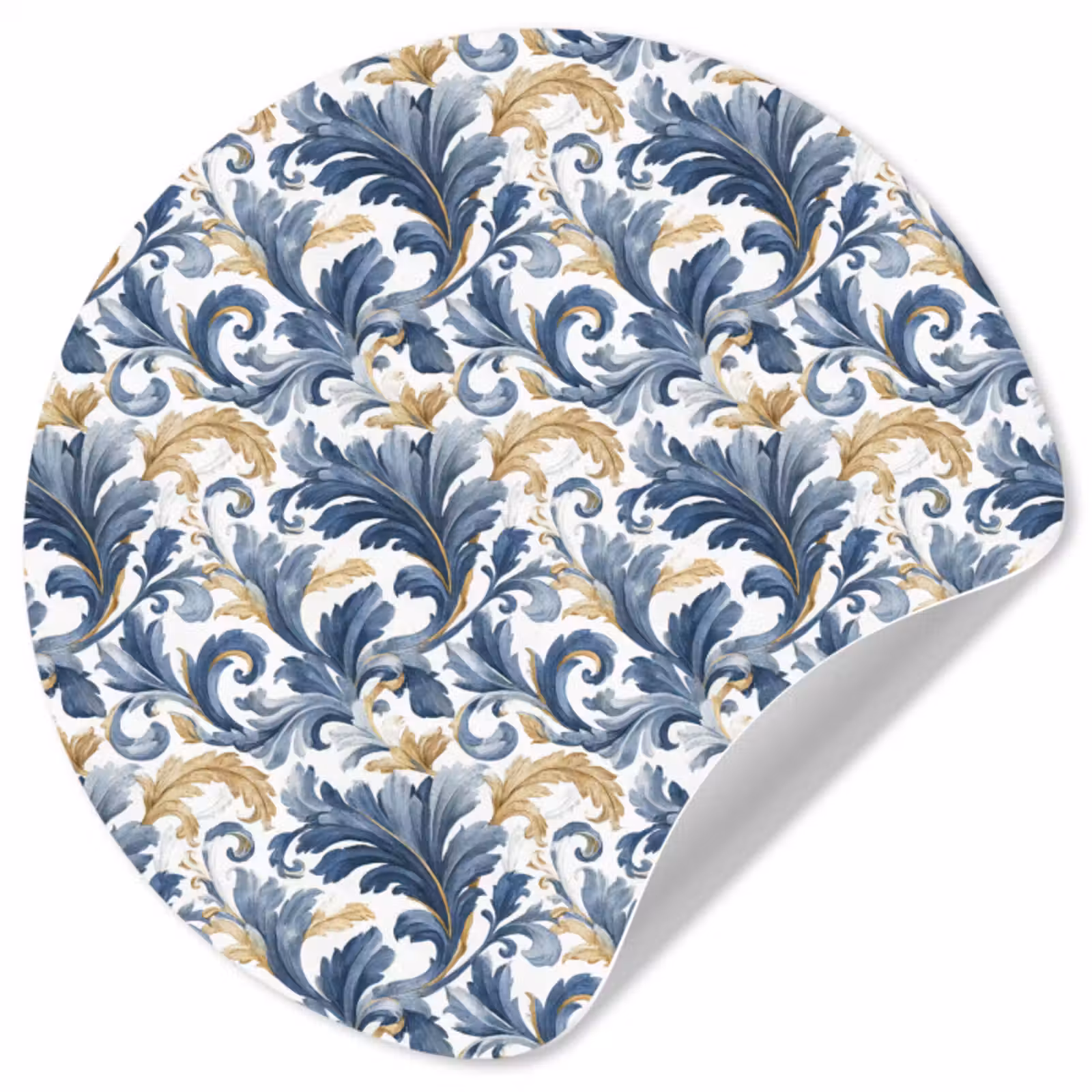 Behangcirkel - Bloem - Blauw - Goud - Patroon — 1