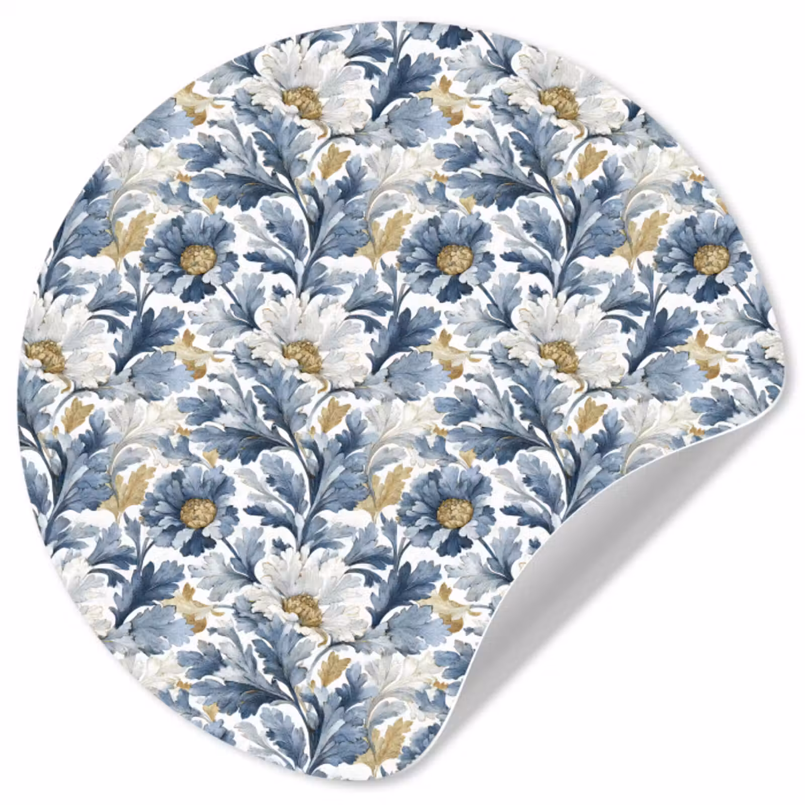 Behangcirkel - Bloemen - Wit - Blauw — 1