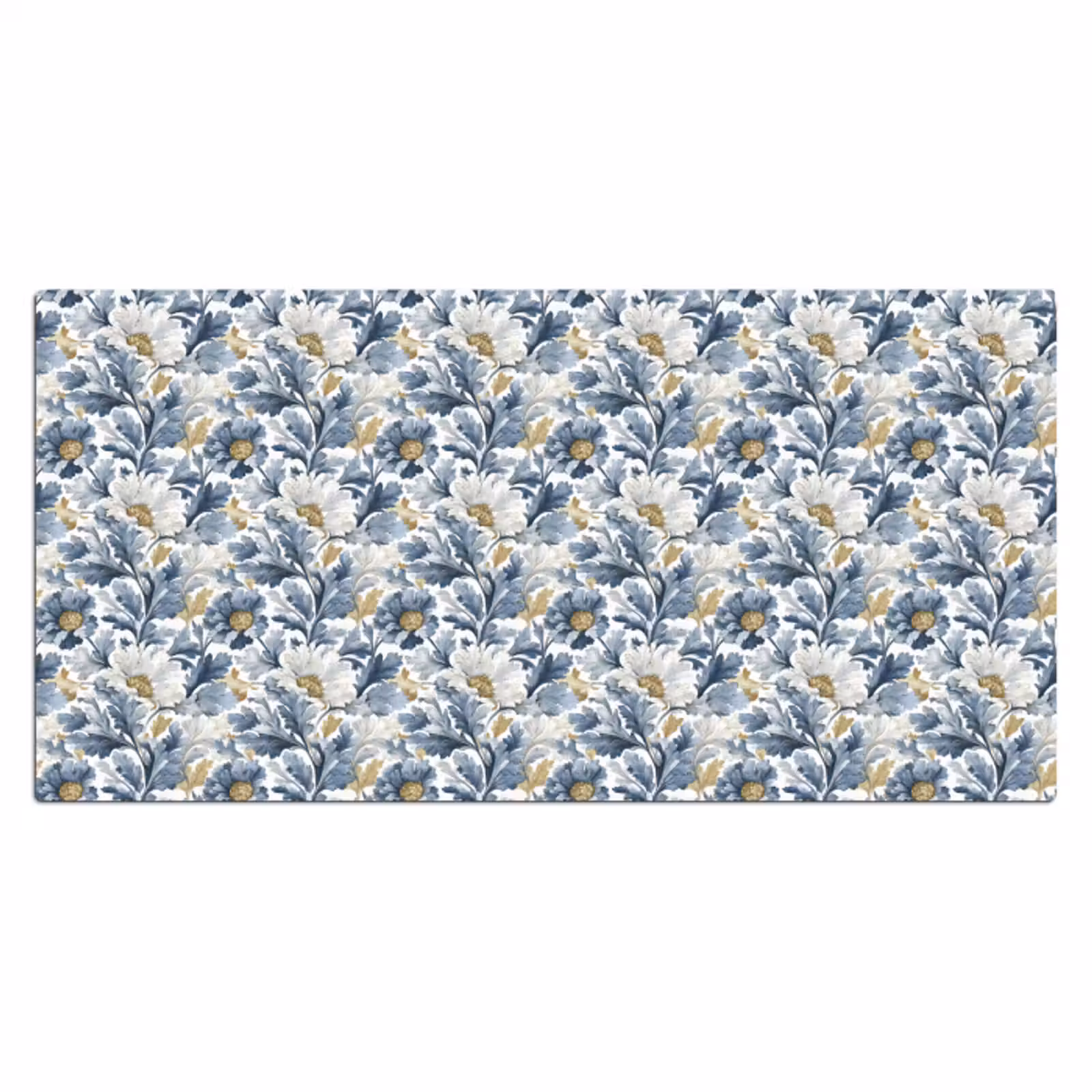 Bureau onderlegger - Bloemen - Wit - Blauw — 1