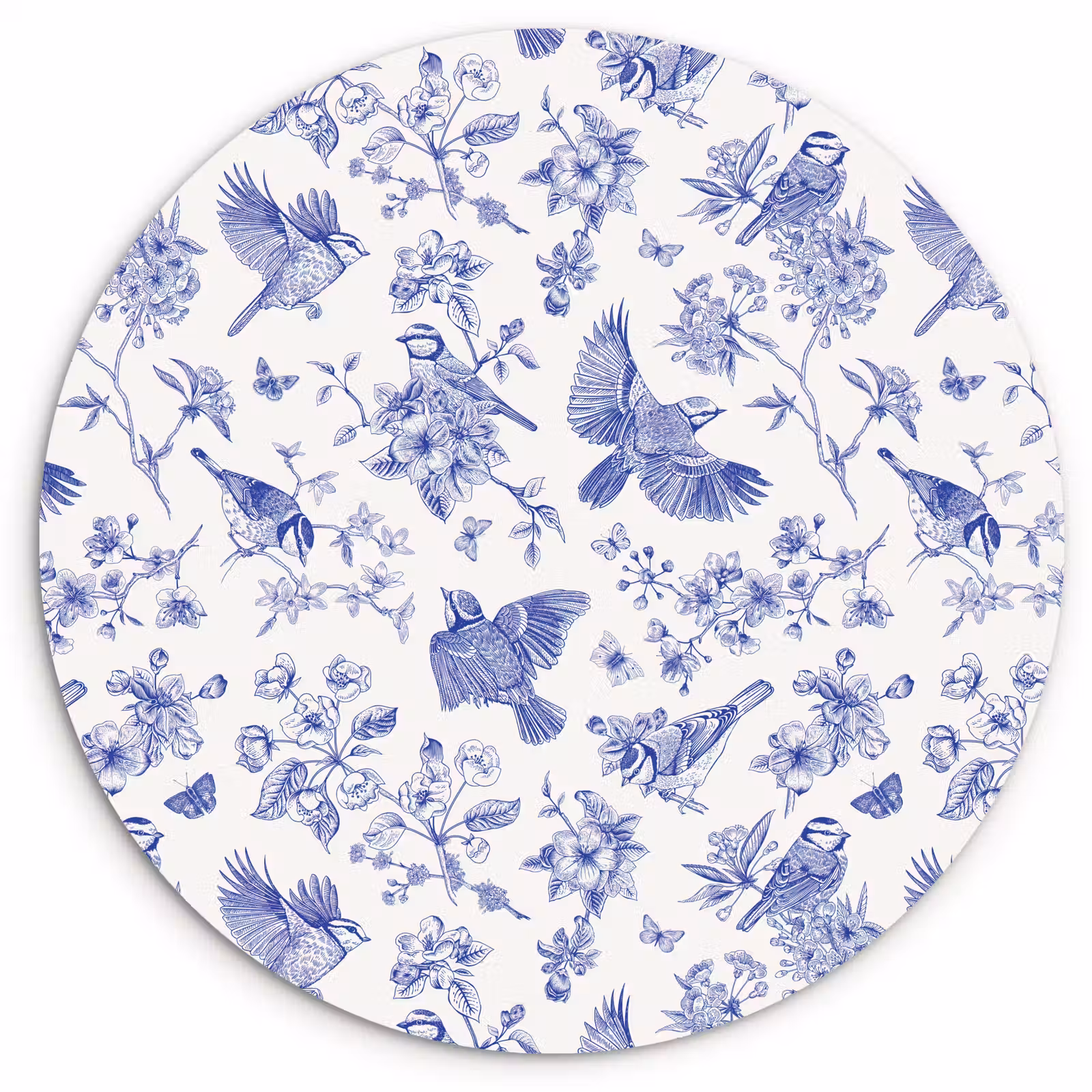 Muurcirkel - Birds - Flowers - Blue — 1