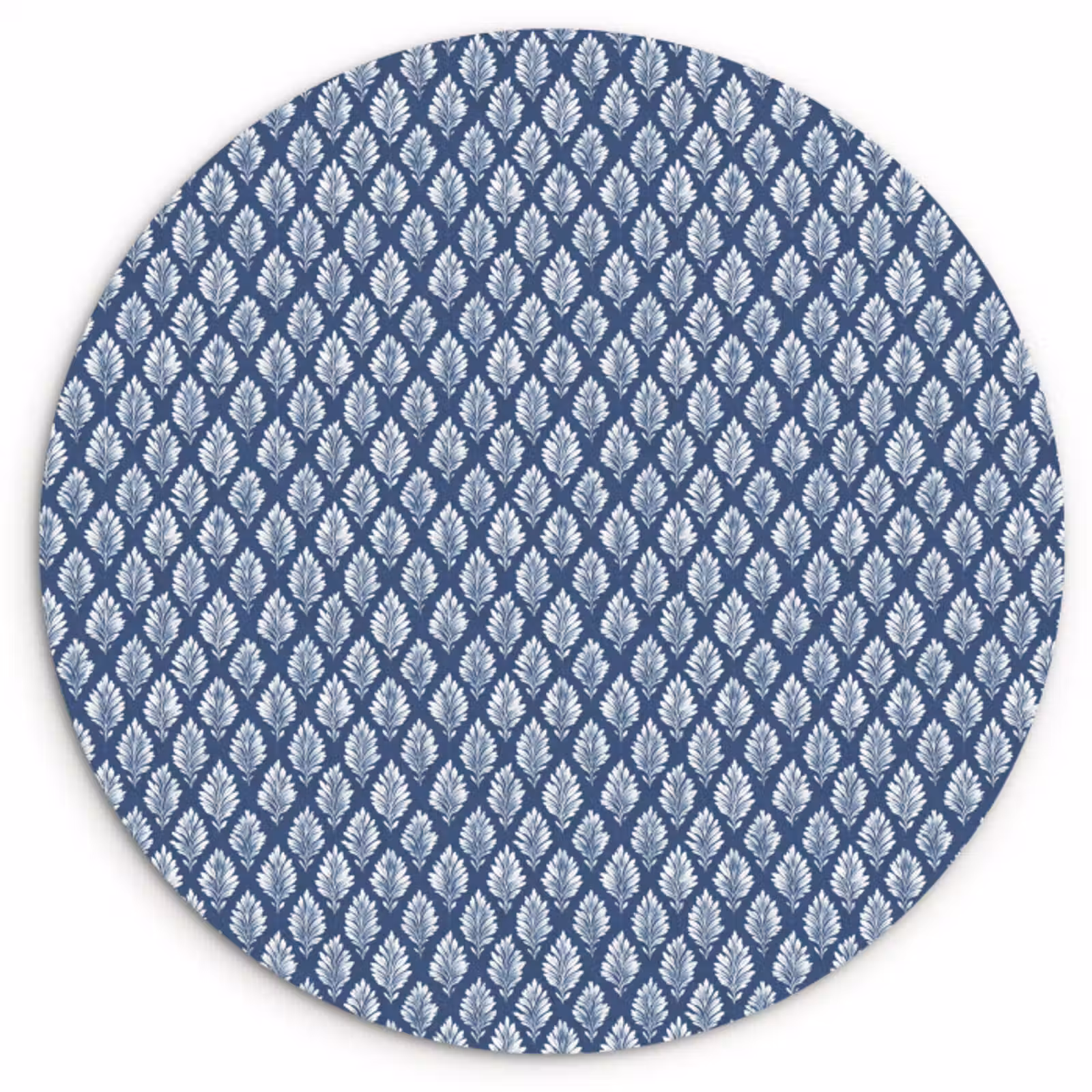Muurcirkel - Bladeren - Wit - Blauw - Patroon — 1