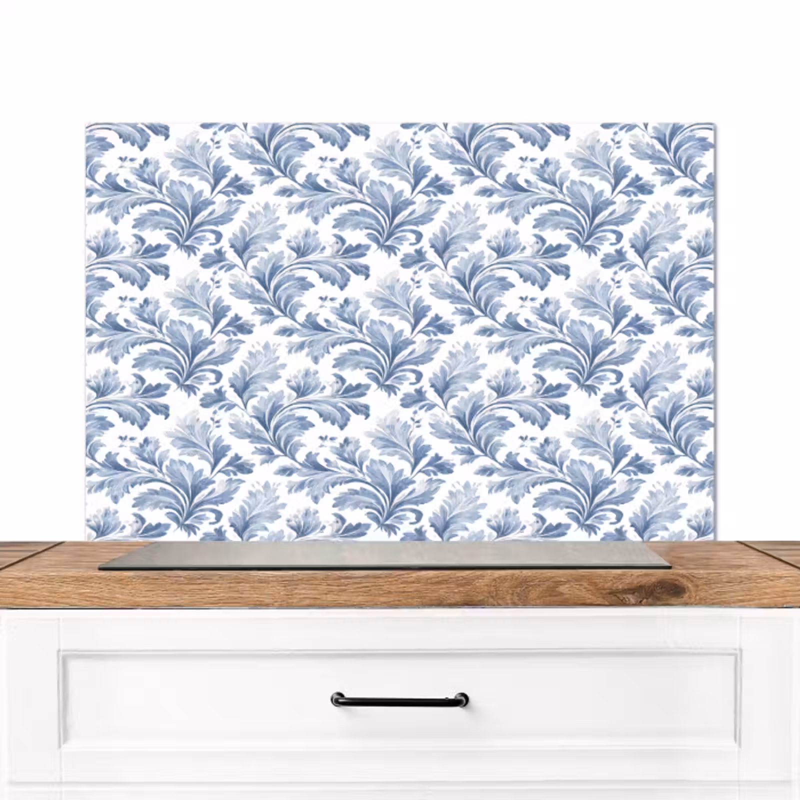 Spatscherm keuken - Bladeren - Blauw - Patroon — 1
