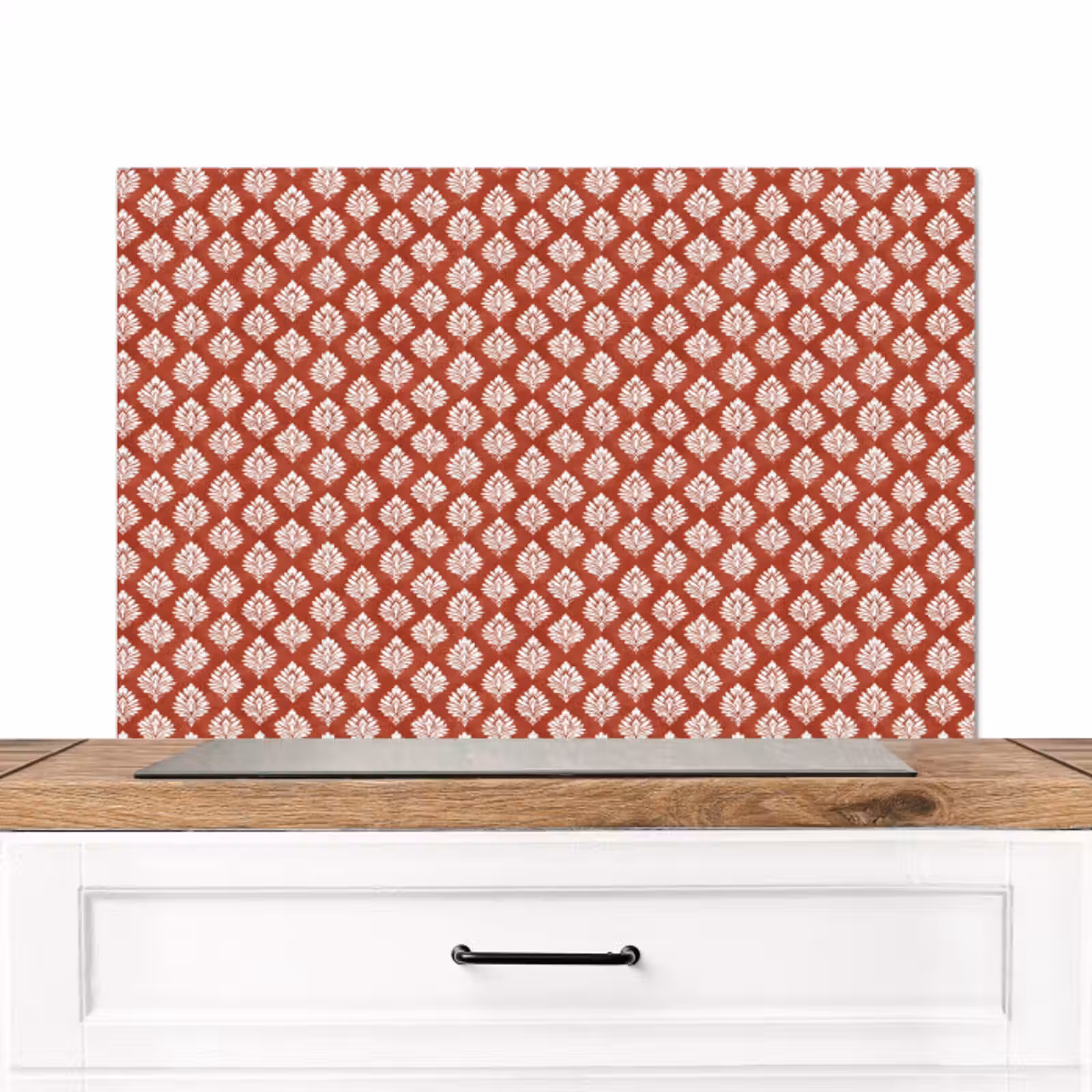 Spatscherm keuken - Chic - Patroon - Rood - Wit — 1