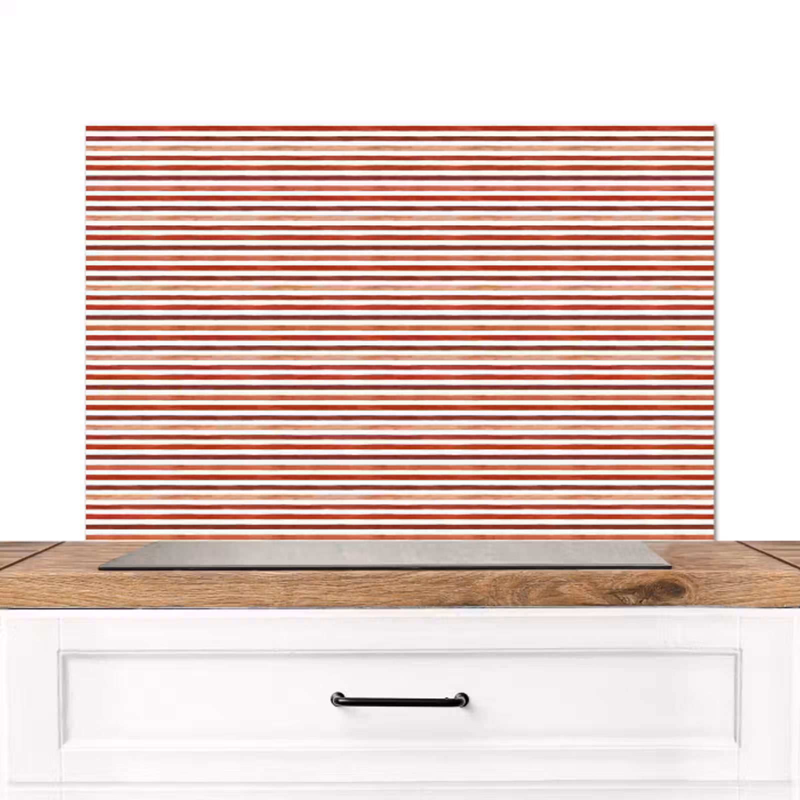 Spatscherm keuken - Nautisch - Chic - Strepen - Rood — 1