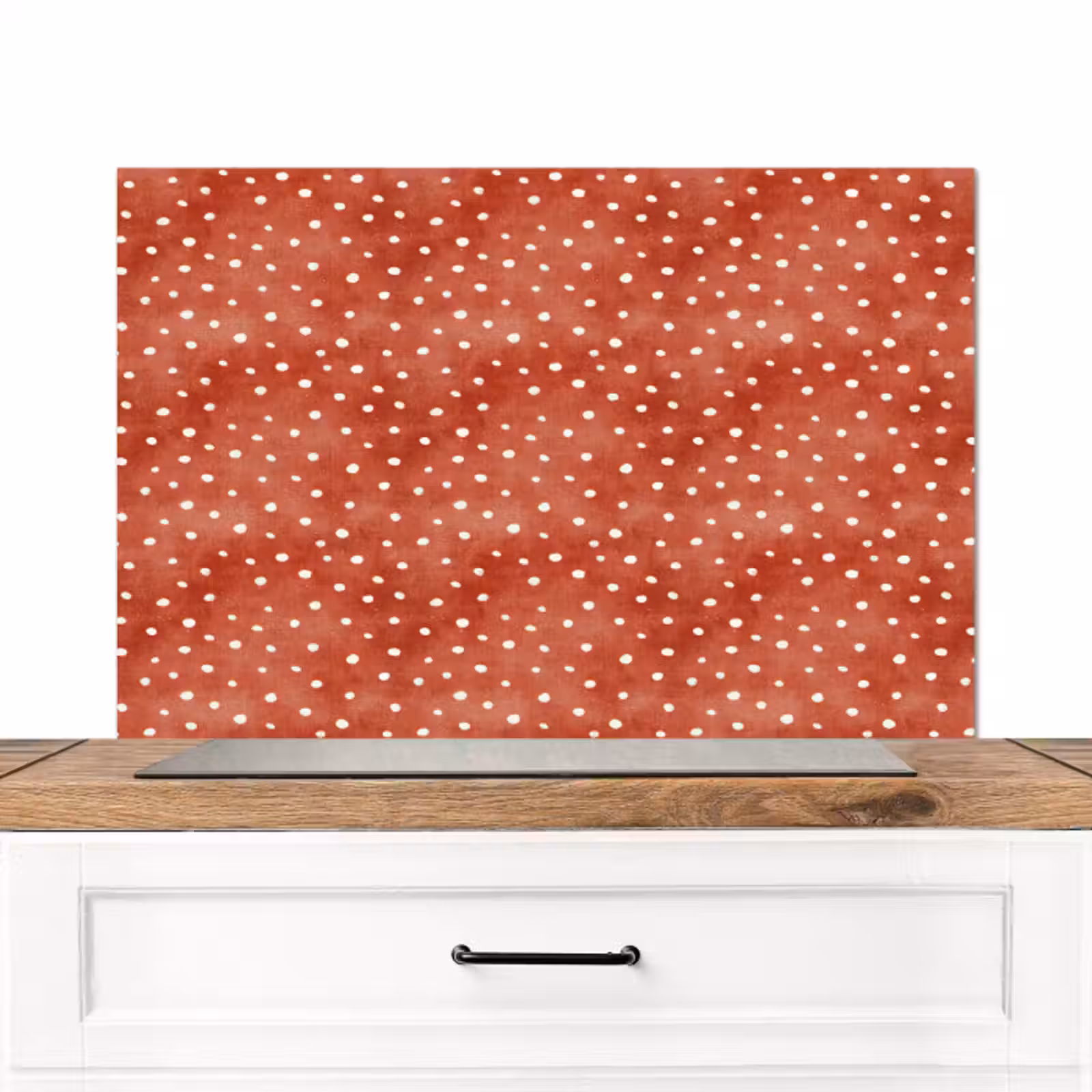 Spatscherm keuken - Patroon - Stippen - Rood - Wit — 1