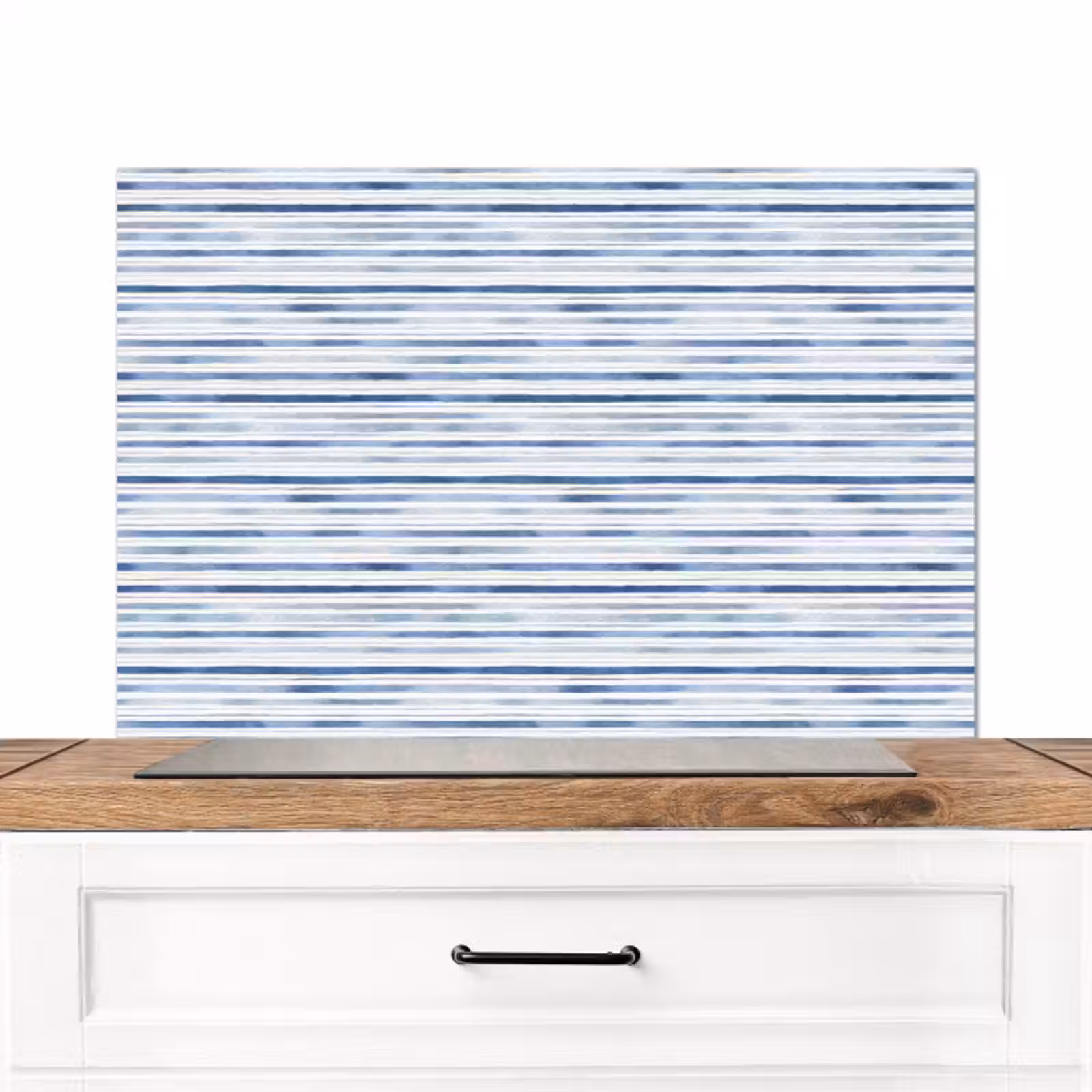 Spatscherm keuken - Strepen - Patroon - Blauw - Wit — 1