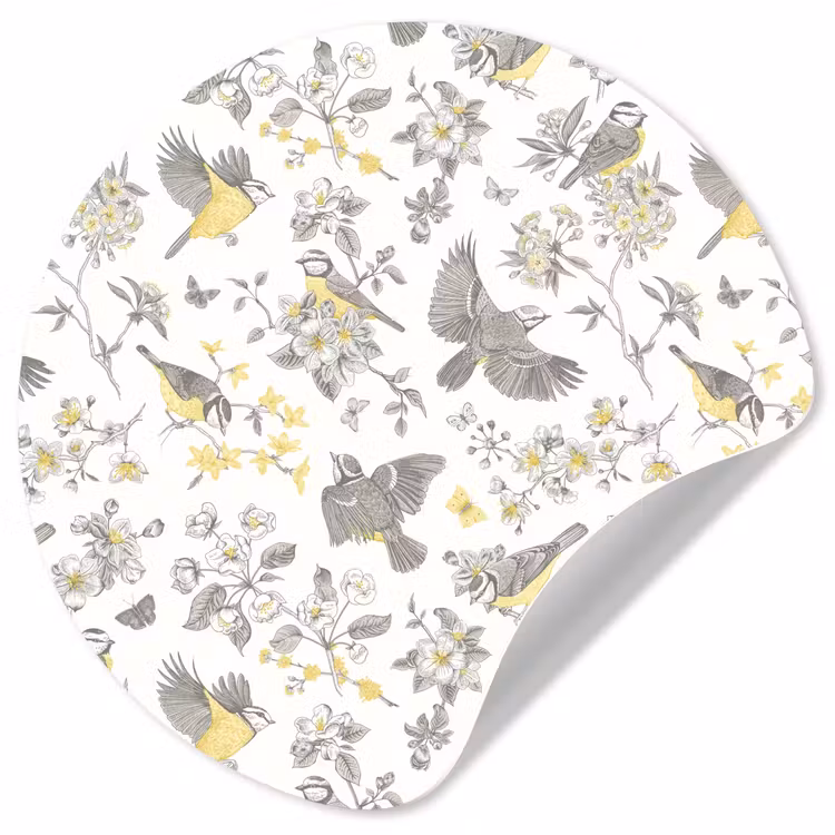 Behangcirkel - Birds - Flowers - Gray - Yellow — 1
