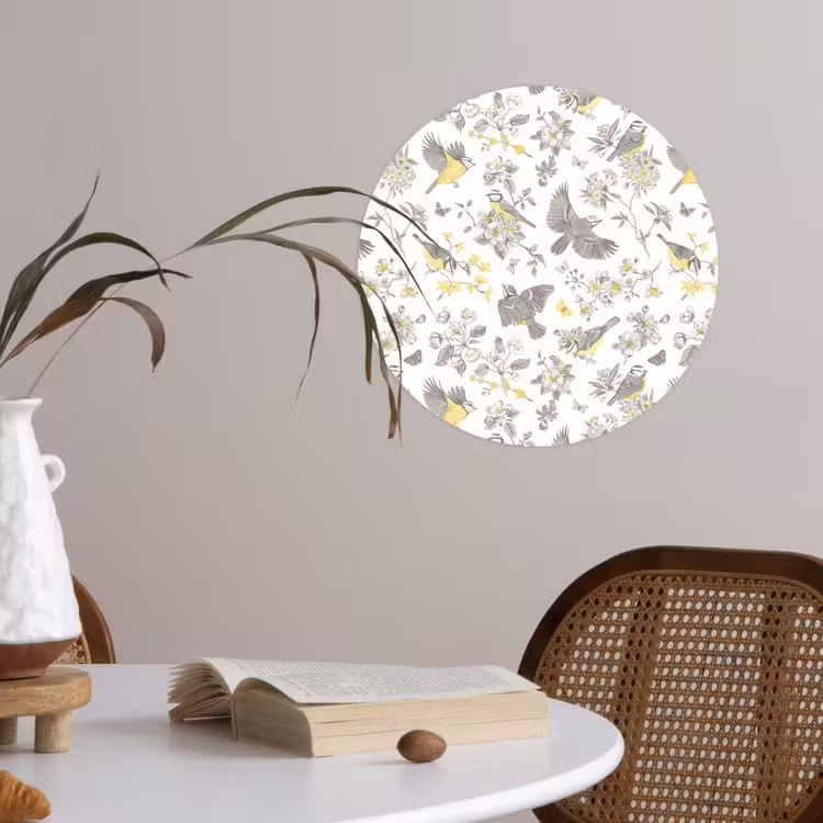 Behangcirkel - Birds - Flowers - Gray - Yellow — 4
