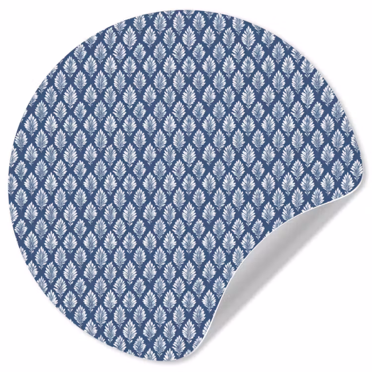 Behangcirkel - Bladeren - Wit - Blauw - Patroon — 1