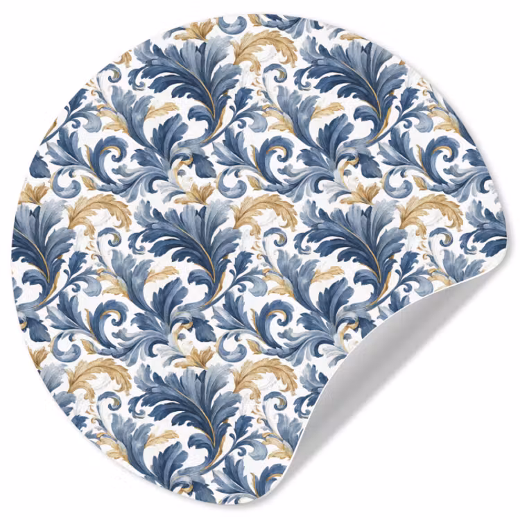 Behangcirkel - Bloem - Blauw - Goud - Patroon — 1