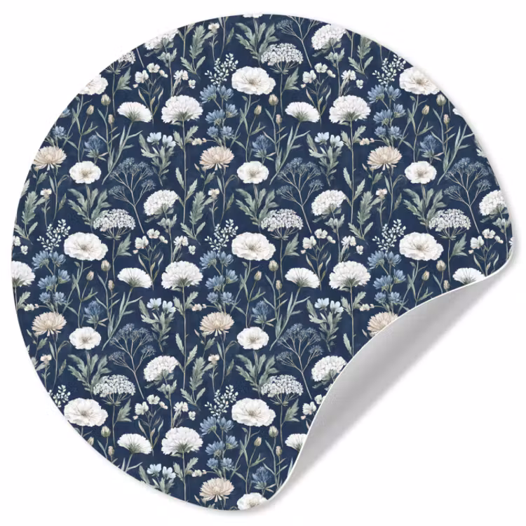 Behangcirkel - Patroon - Bloemen - Wit - Blauw — 1