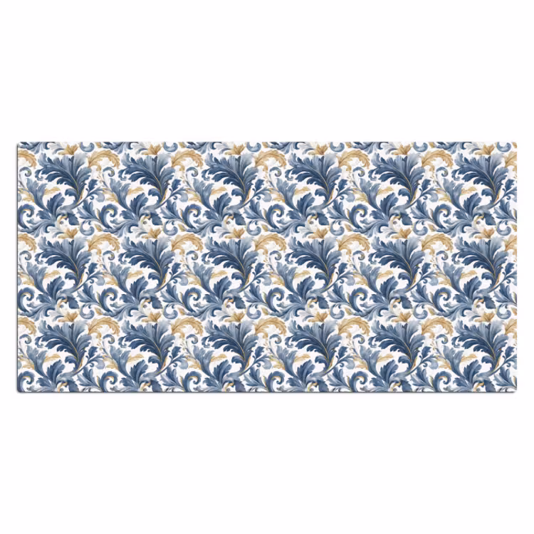 Bureau onderlegger - Bloem - Blauw - Goud - Patroon — 1