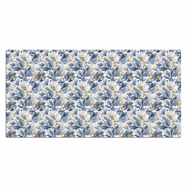 Bureau onderlegger - Bloemen - Wit - Blauw — 1