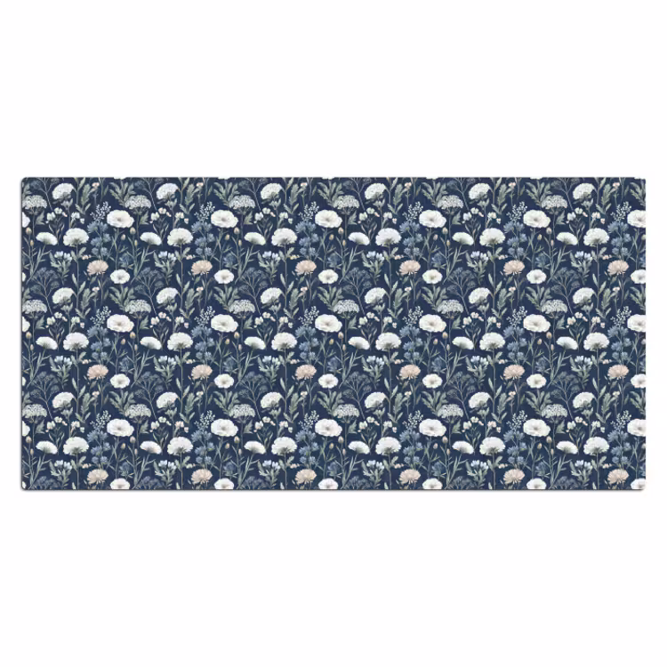 Bureau onderlegger - Patroon - Bloemen - Wit - Blauw — 1