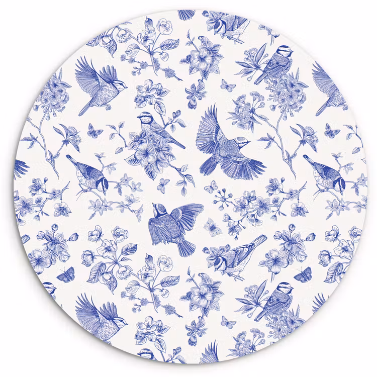 Muurcirkel - Birds - Flowers - Blue — 1