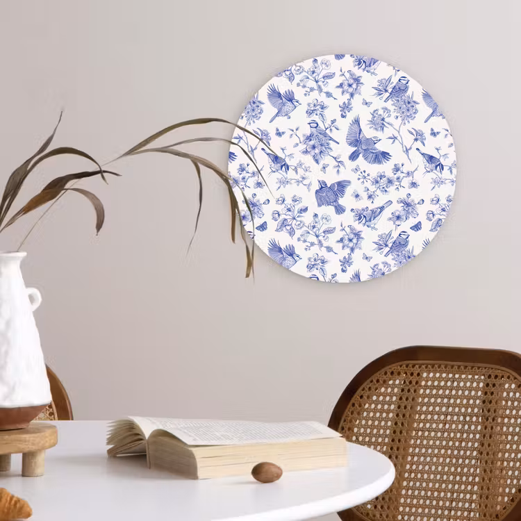 Muurcirkel - Birds - Flowers - Blue — 4