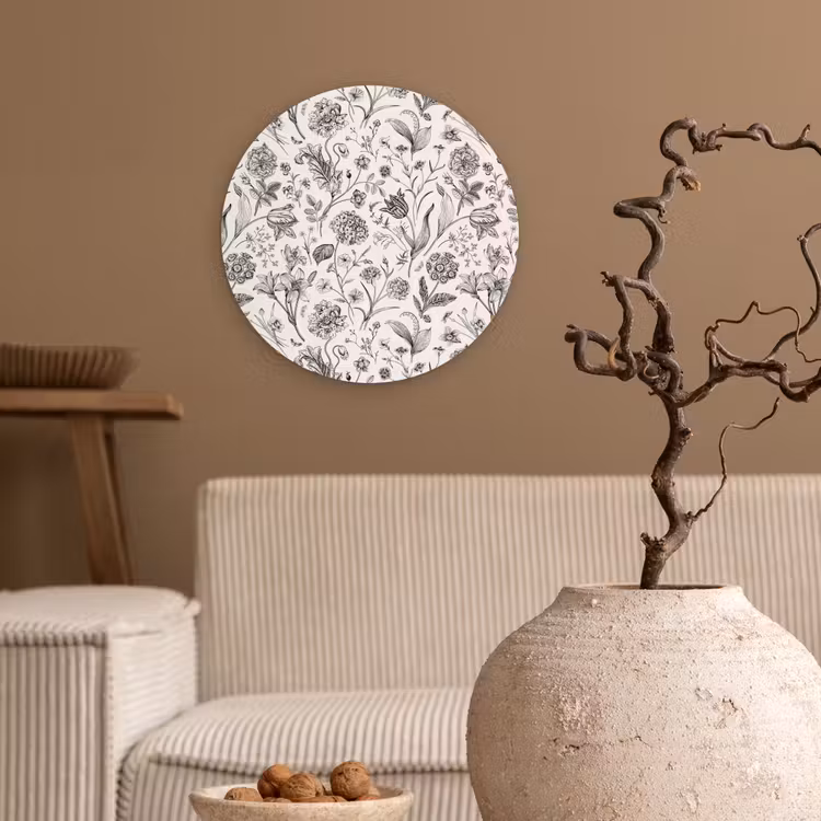 Muurcirkel - Classic - Black - White - Floral — 2