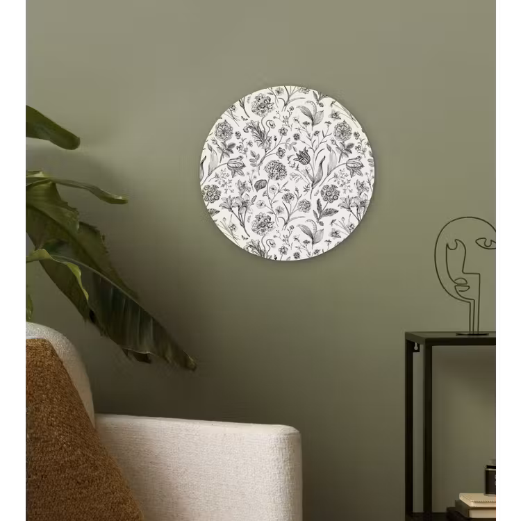 Muurcirkel - Classic - Black - White - Floral — 3