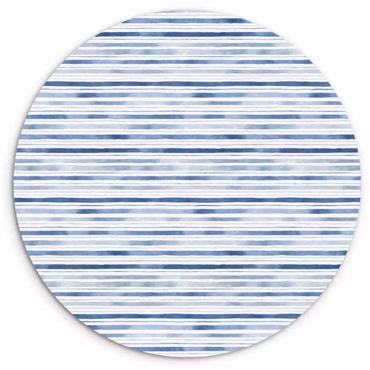 Muurcirkel - Strepen - Patroon - Blauw - Wit — 1