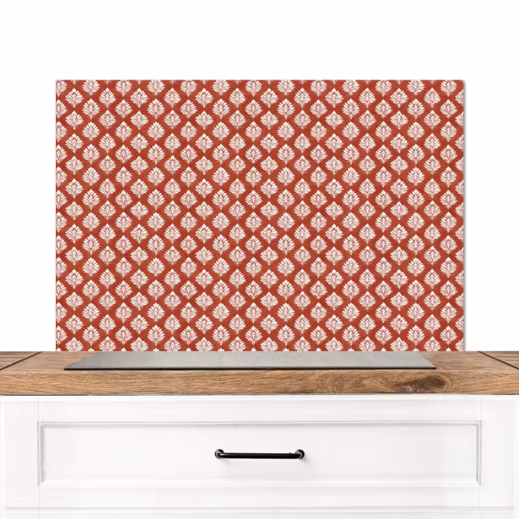 Spatscherm keuken - Chic - Patroon - Rood - Wit — 1