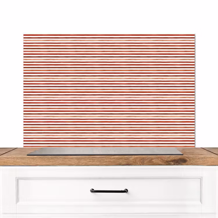 Spatscherm keuken - Nautisch - Chic - Strepen - Rood — 1