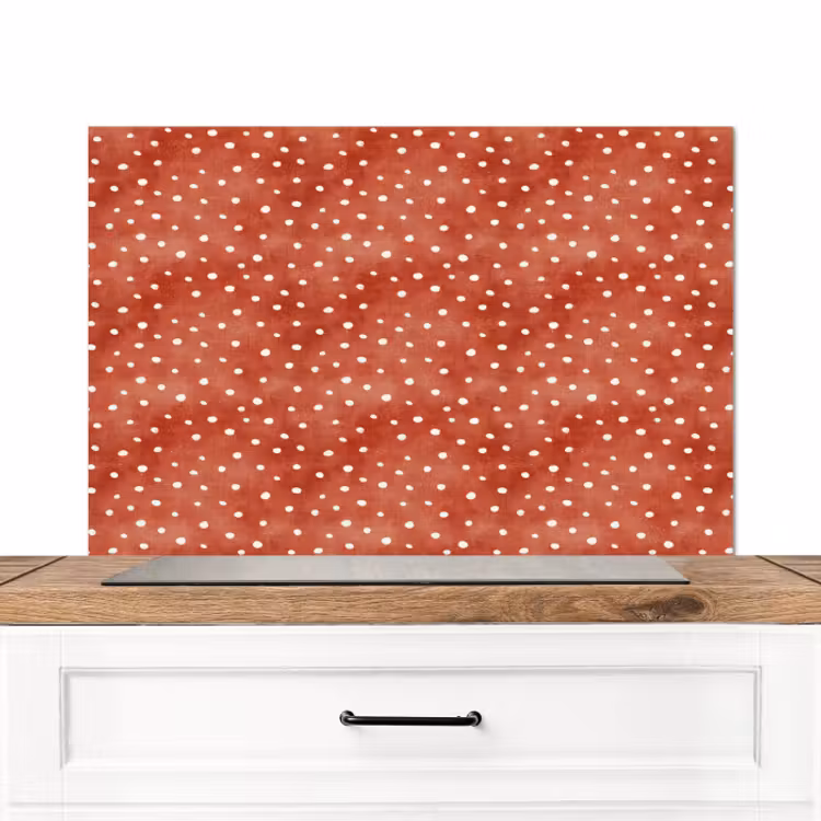 Spatscherm keuken - Patroon - Stippen - Rood - Wit — 1