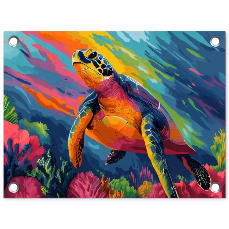 Tuinposter - Koraal - Schildpad - Abstract - Water — 1