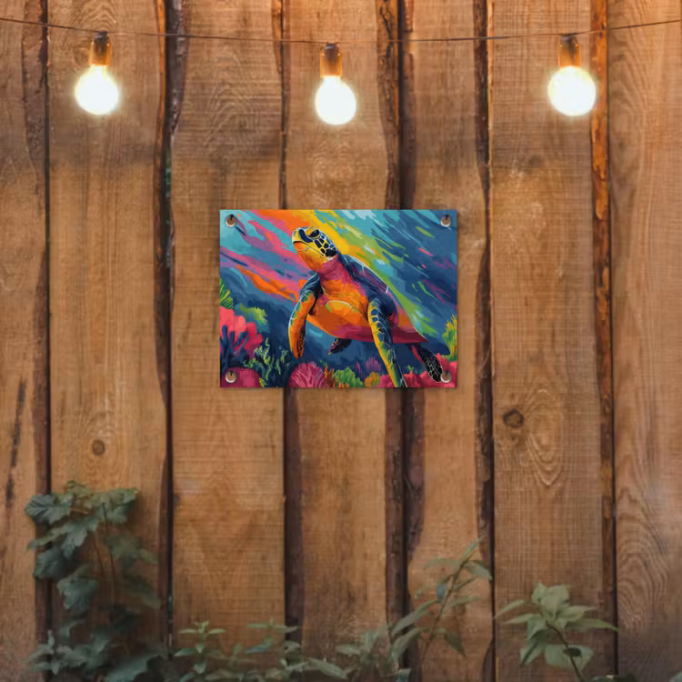 Tuinposter - Koraal - Schildpad - Abstract - Water — 2