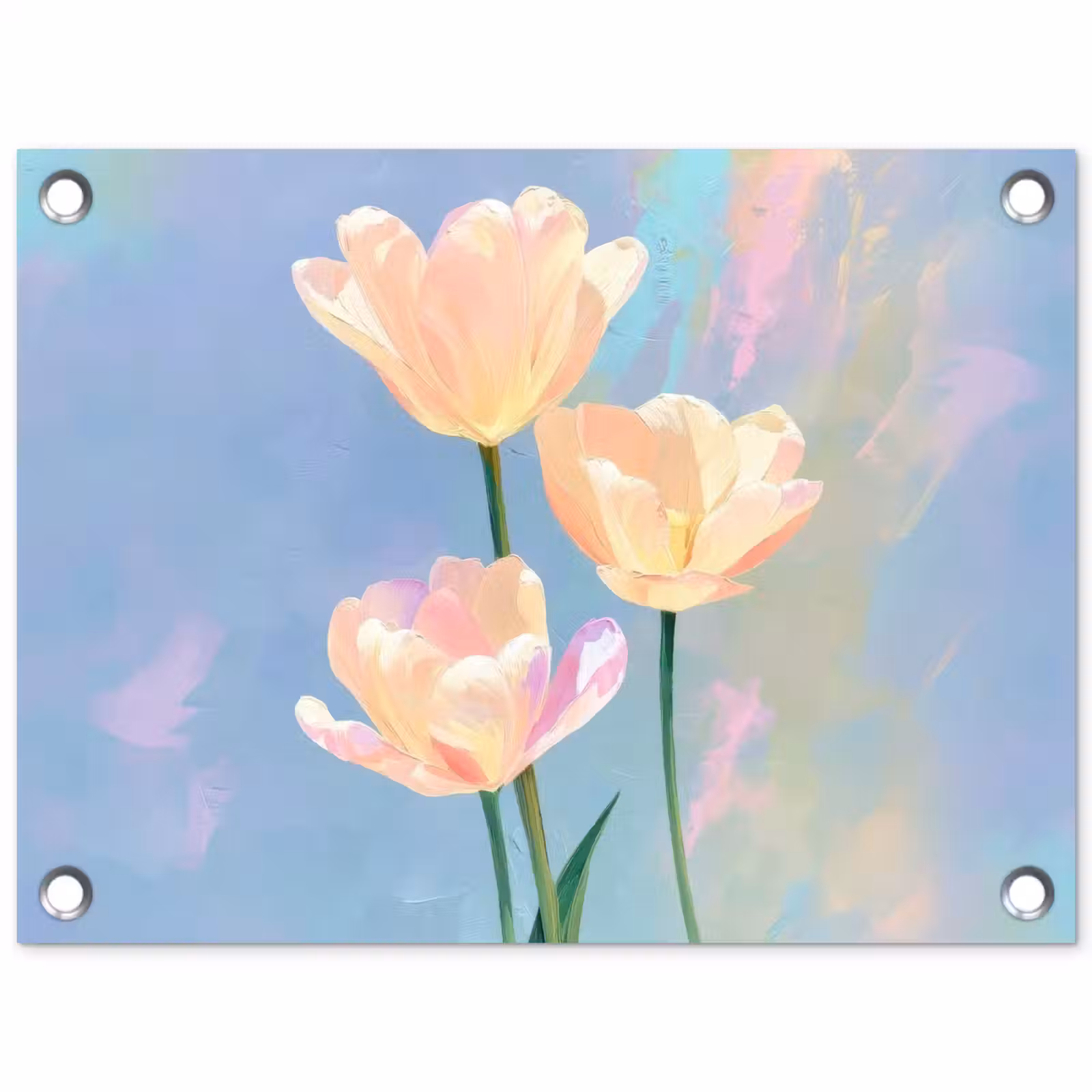 Tuinposter - Tulpen - Roze accenten - Blauw — 1