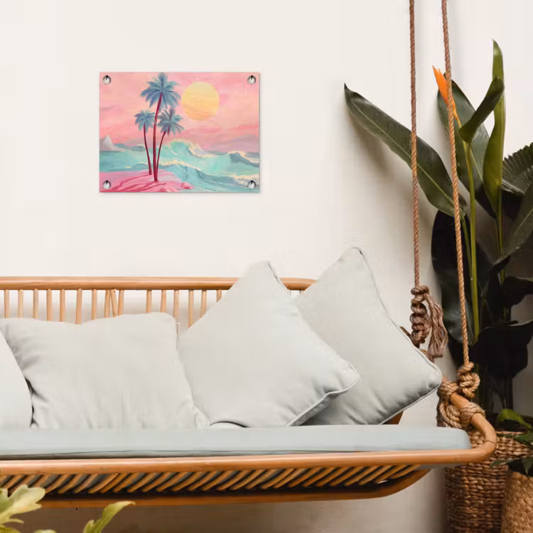 Tuinposter - Palmbomen - Golven - Zee — 5