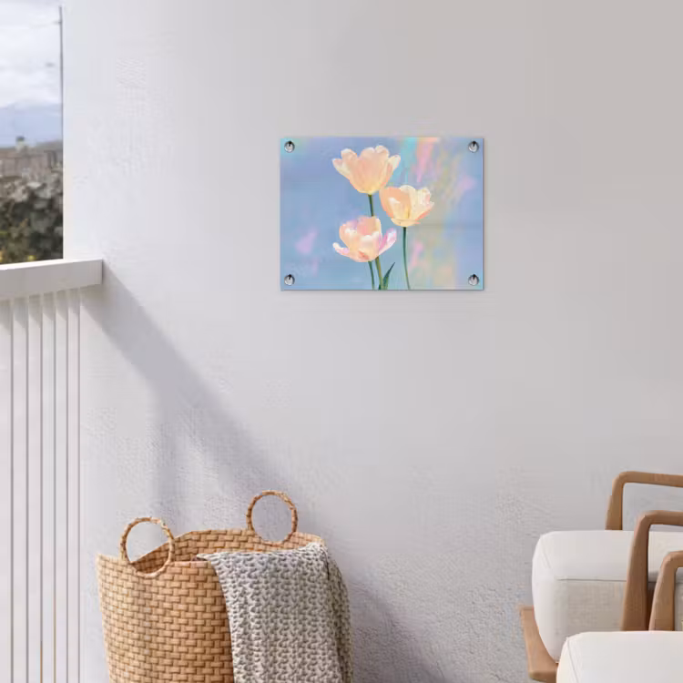 Tuinposter - Tulpen - Roze accenten - Blauw — 3