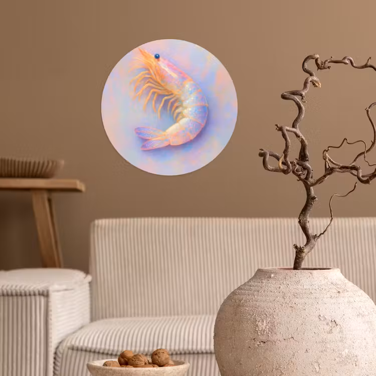 Behangcirkel - Garnaal - Subtiele structuur - Blauw - Roze — 2