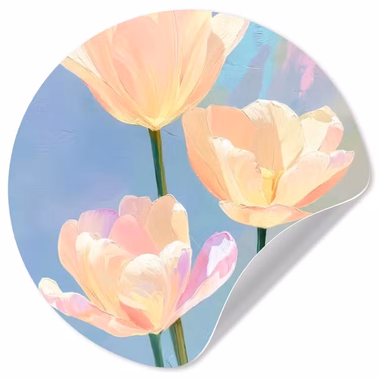 Behangcirkel - Tulpen - Roze accenten - Blauw — 1