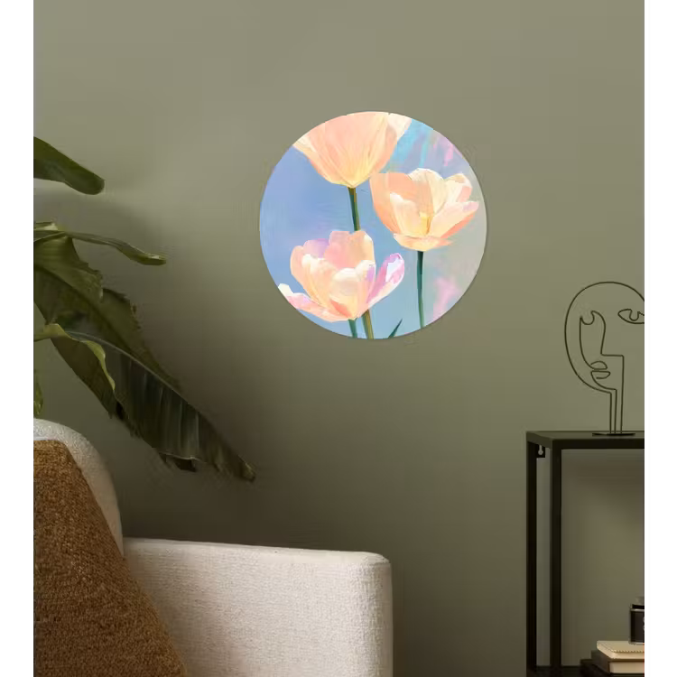 Behangcirkel - Tulpen - Roze accenten - Blauw — 3