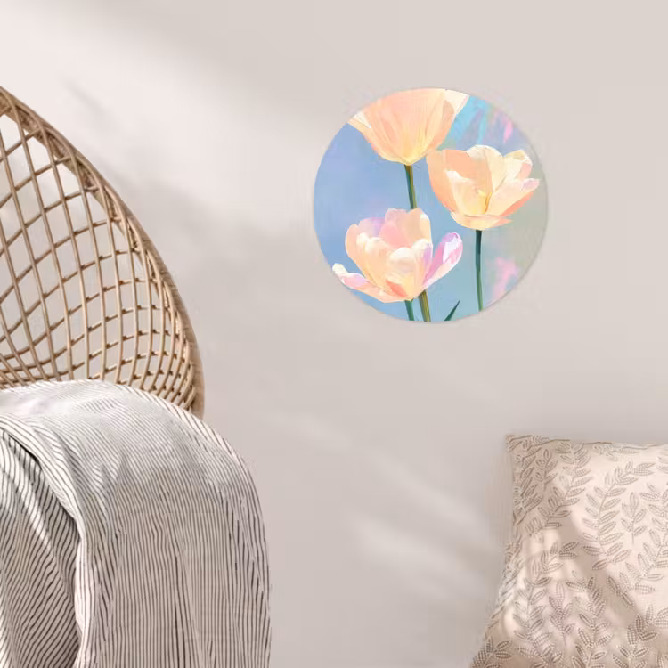 Behangcirkel - Tulpen - Roze accenten - Blauw — 5
