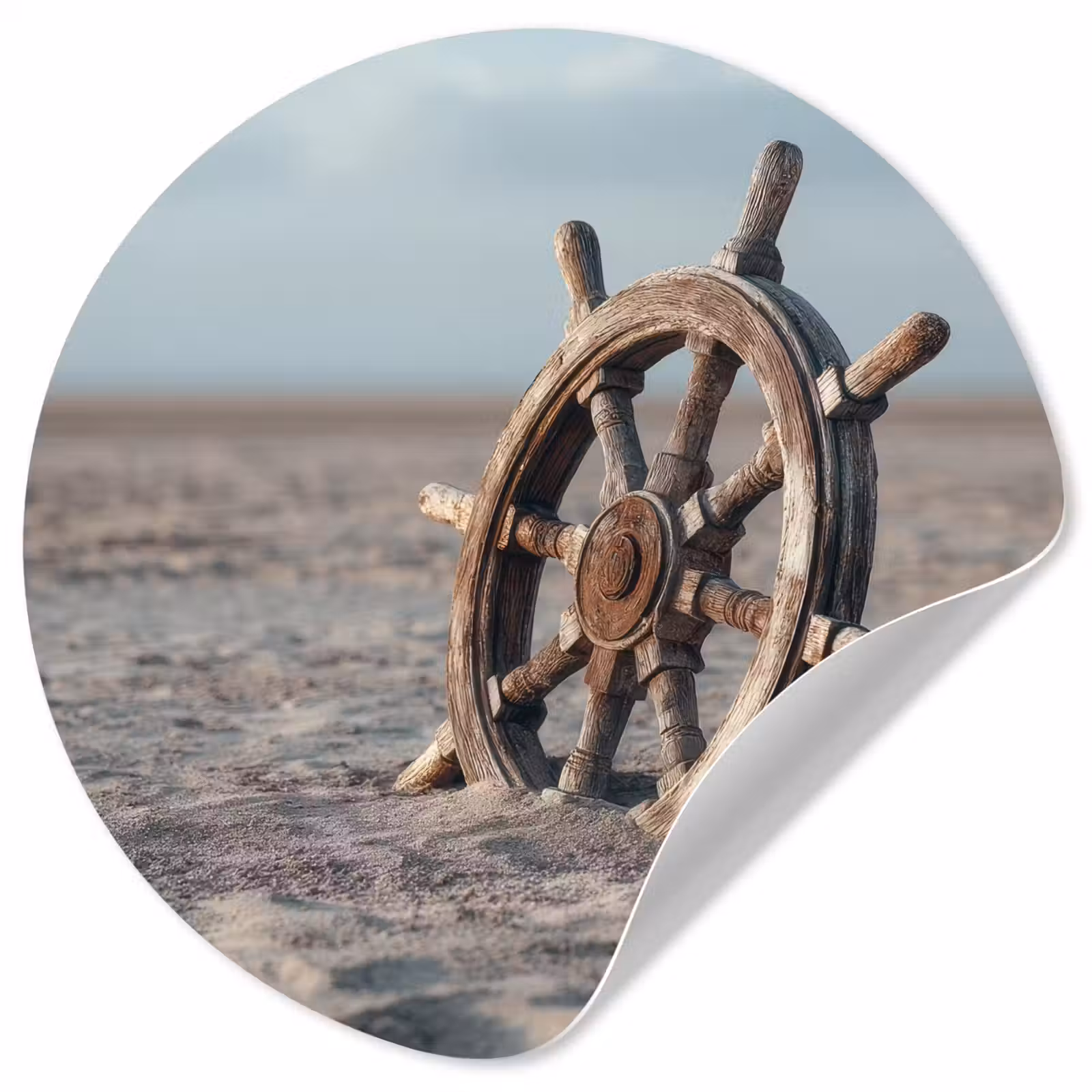Behangcirkel - Scheepsstuur - Hout - Bruin - Zand — 1