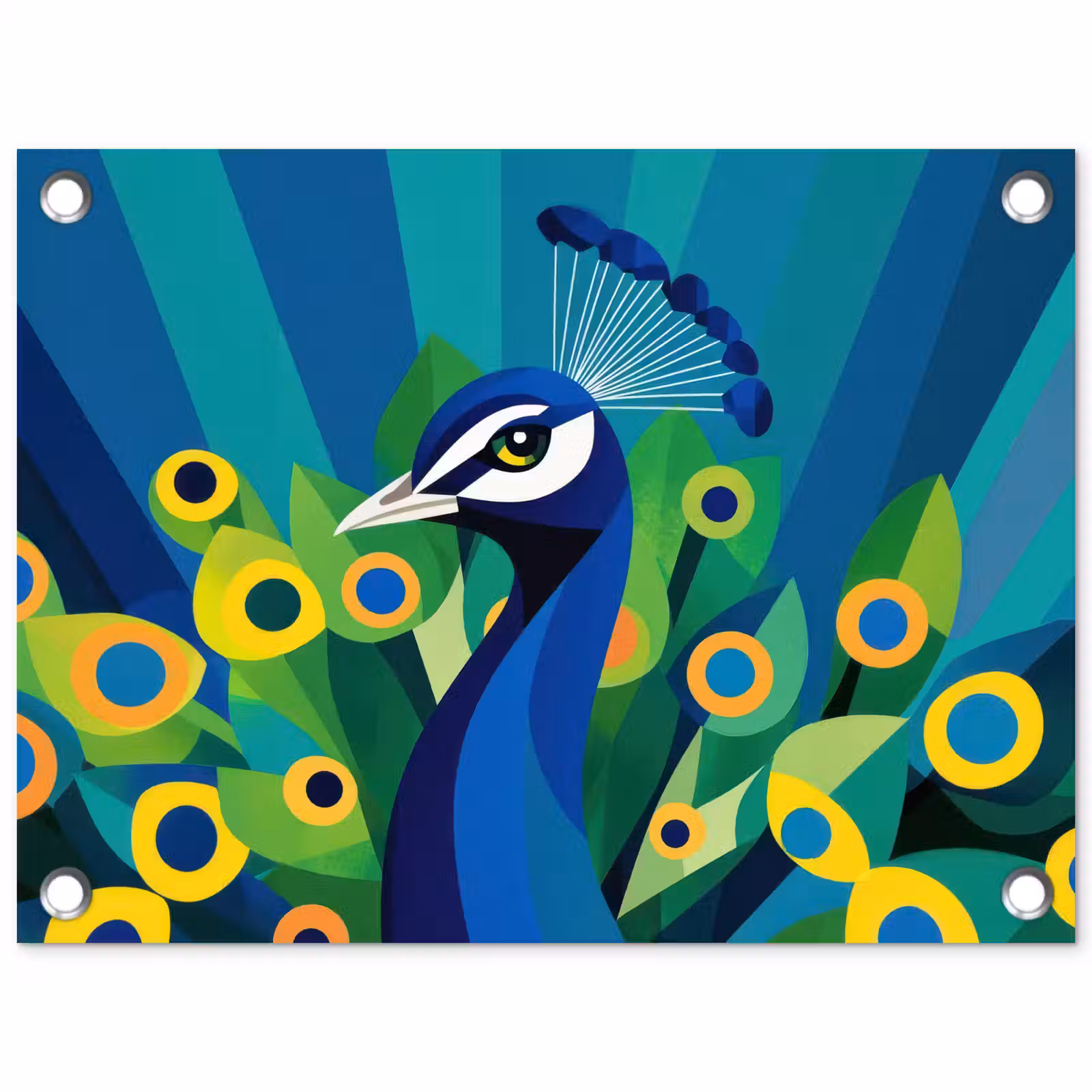 Tuinposter - Pauw - Cirkels - Blauw — 1