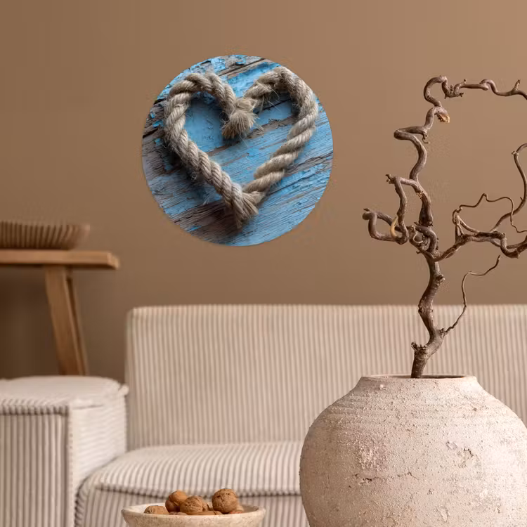 Behangcirkel - Hart - Touw - Hout - Rustiek — 2