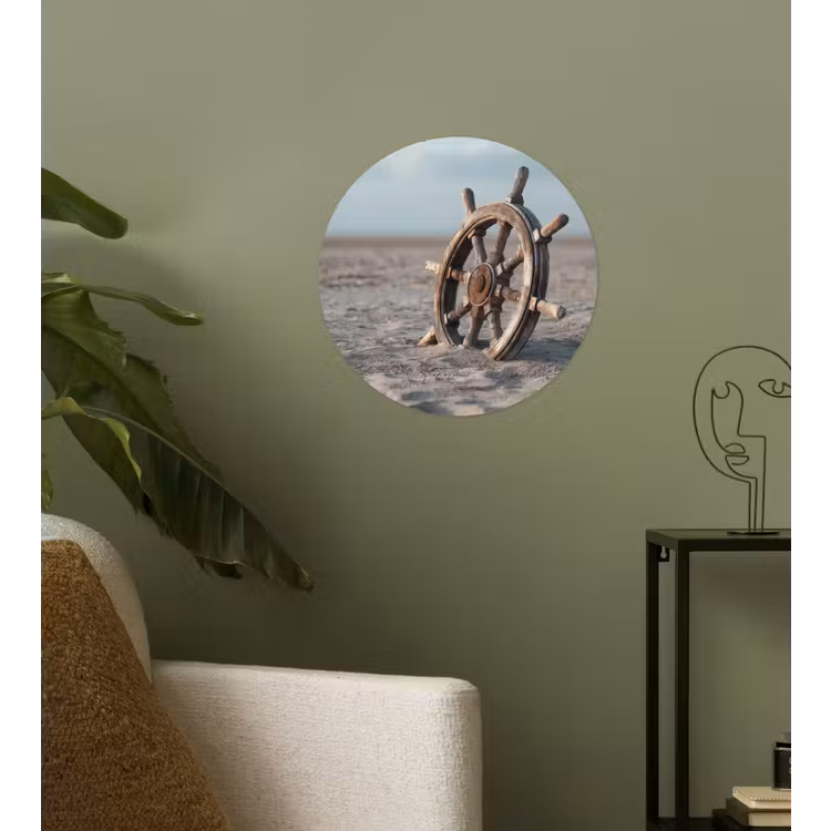 Behangcirkel - Scheepsstuur - Hout - Bruin - Zand — 3
