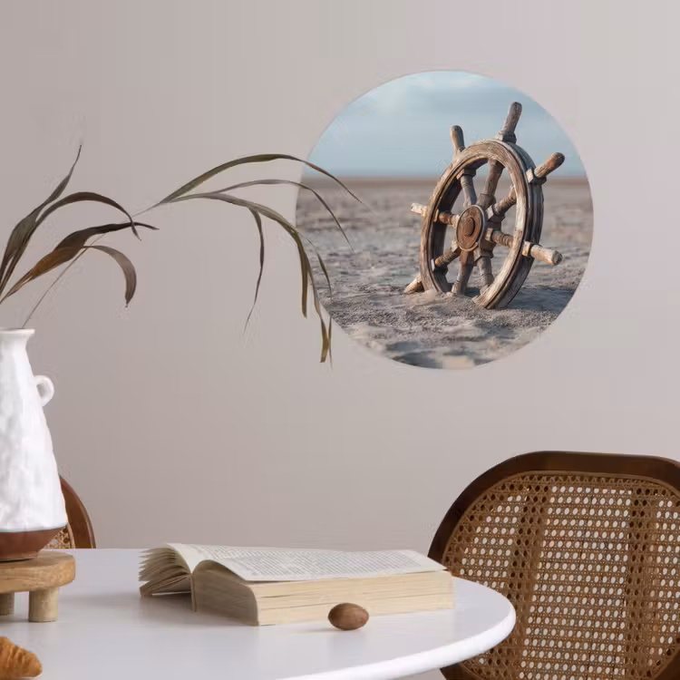 Behangcirkel - Scheepsstuur - Hout - Bruin - Zand — 4