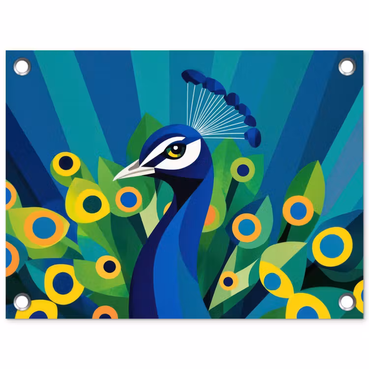 Tuinposter - Pauw - Cirkels - Blauw — 1