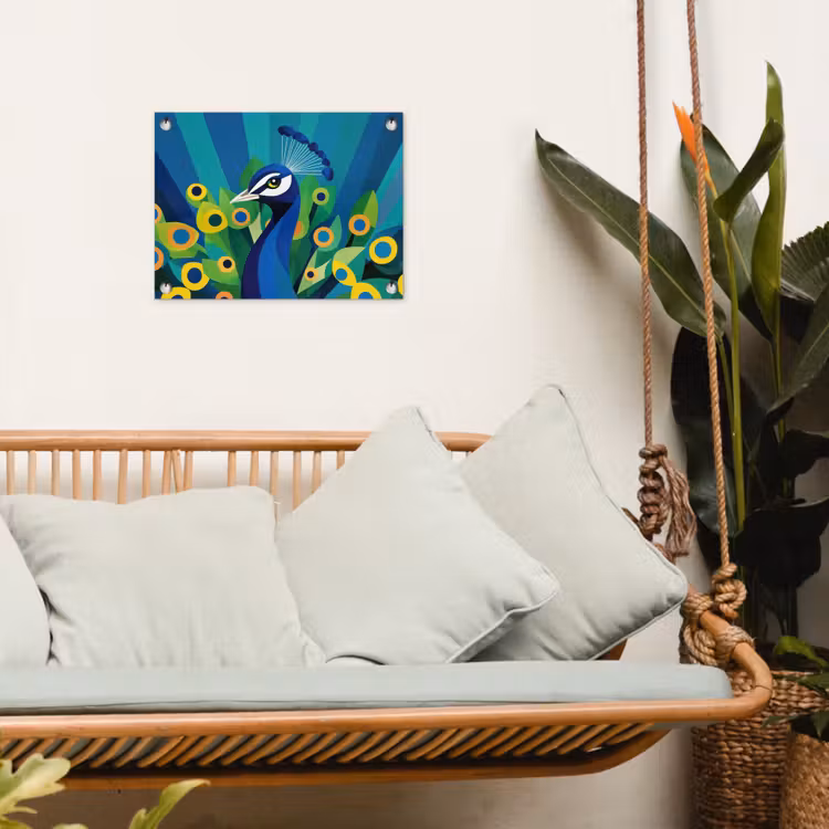 Tuinposter - Pauw - Cirkels - Blauw — 5