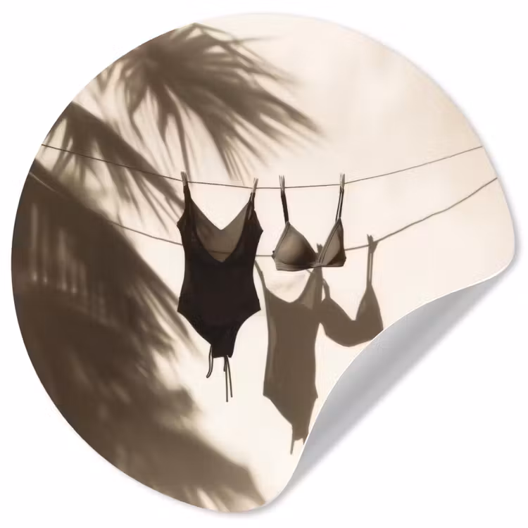 Behangcirkel - Badkleding - Palmbomen - Schaduw - Tropisch — 1