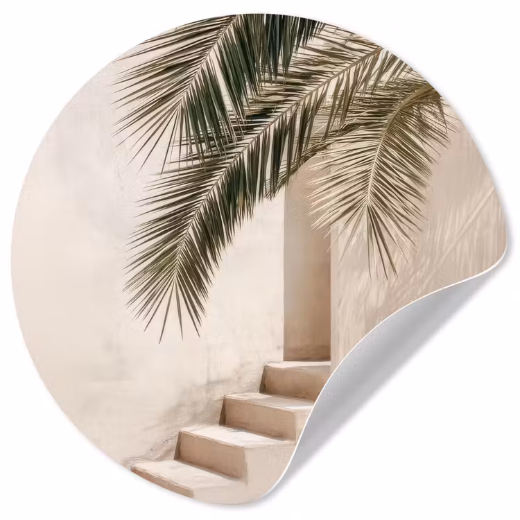 Behangcirkel - Palmboom - Schaduw - Trap - Beige — 1
