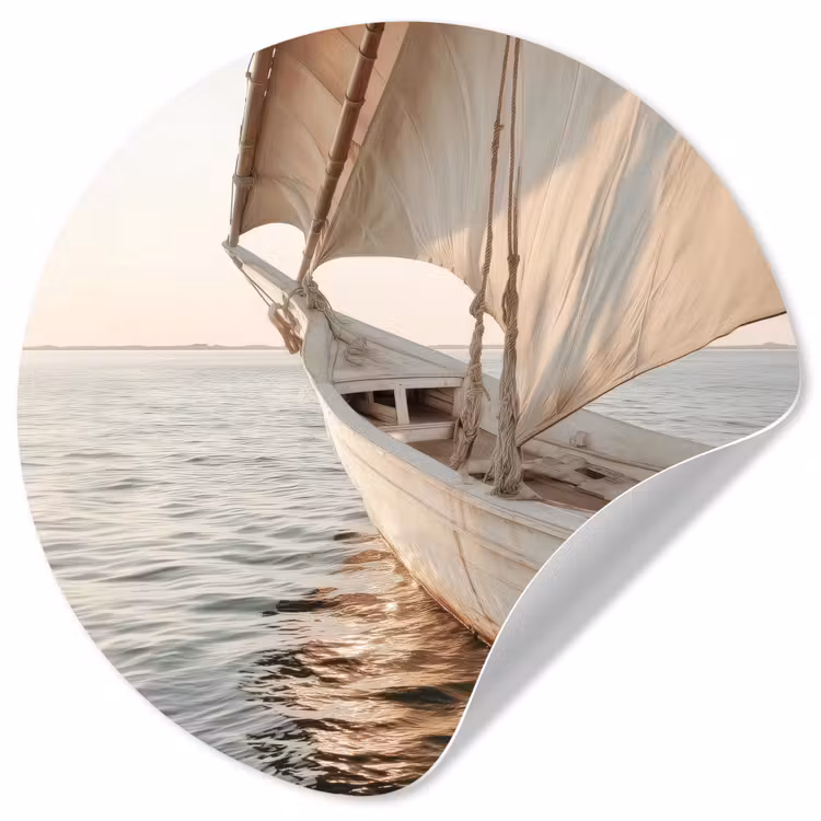 Behangcirkel - Zeilboot - Zee - Beige - Zon — 1